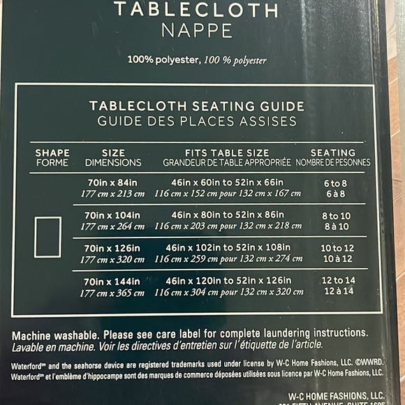 Waterford Platinum Silver Shimmer Scroll Holiday Tablecloth  70”x 84” new - Picture 7 of 7